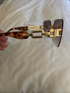 Dior copy Tortoiseshell & Gold Chain Women's Sunglasses